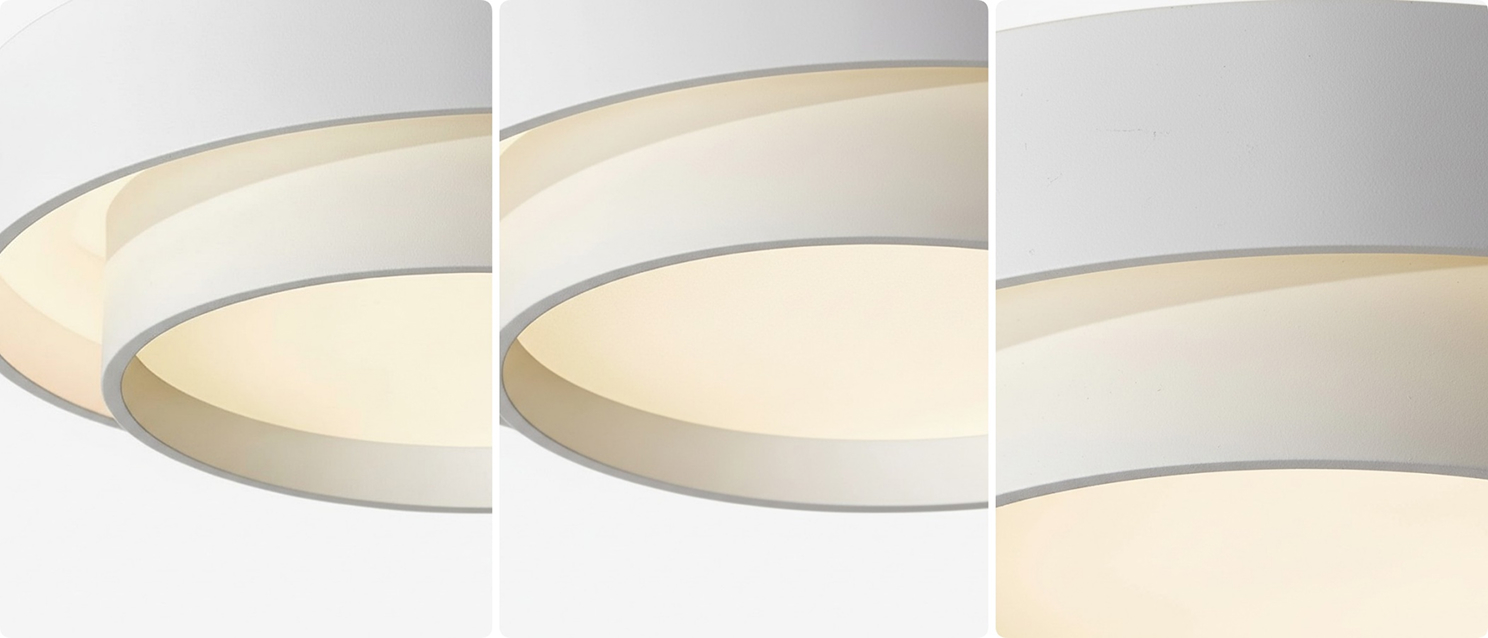 Close-up details of the Duomel round LED ceiling fixture