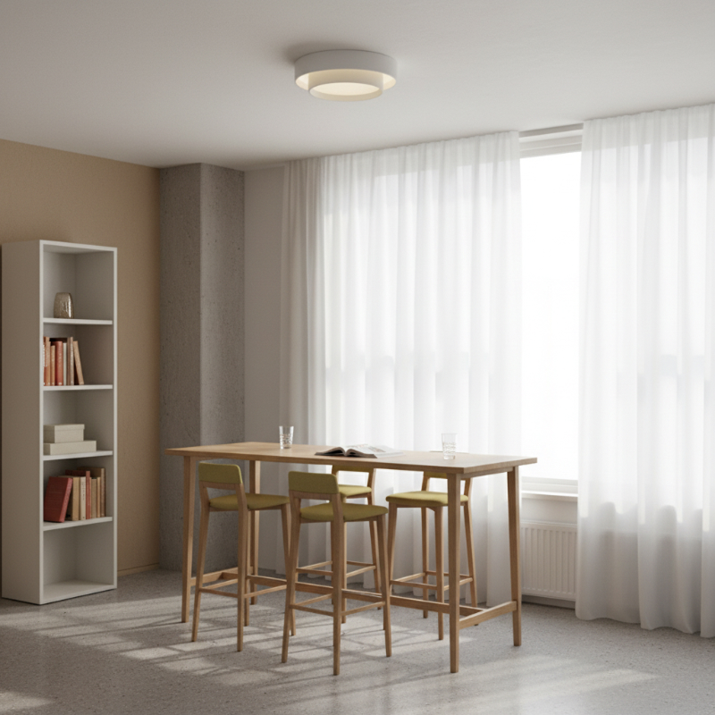 Duomel ceiling fixture in a bright dining room