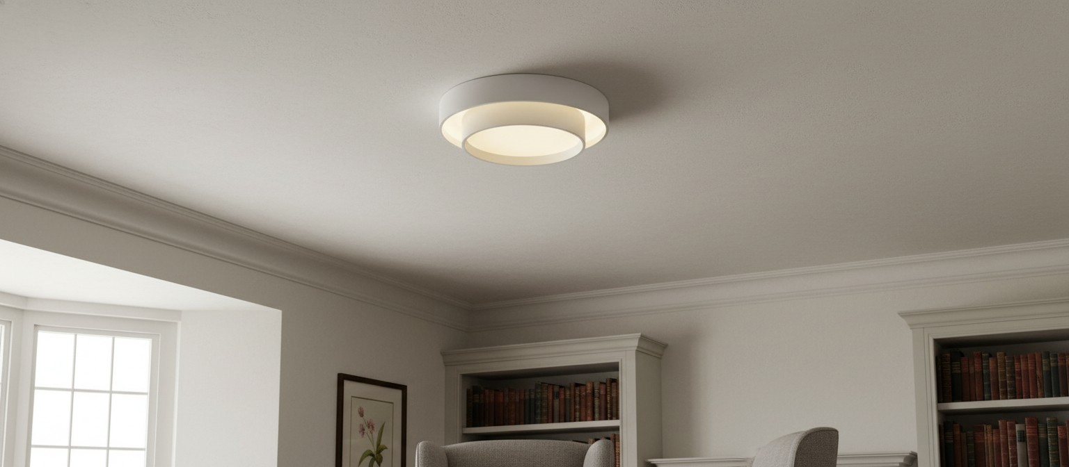 Duomel round LED ceiling fixture installed in a room
