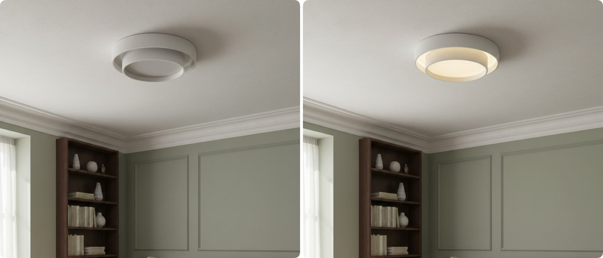 Switch light comparison for the Duomel ceiling fixture