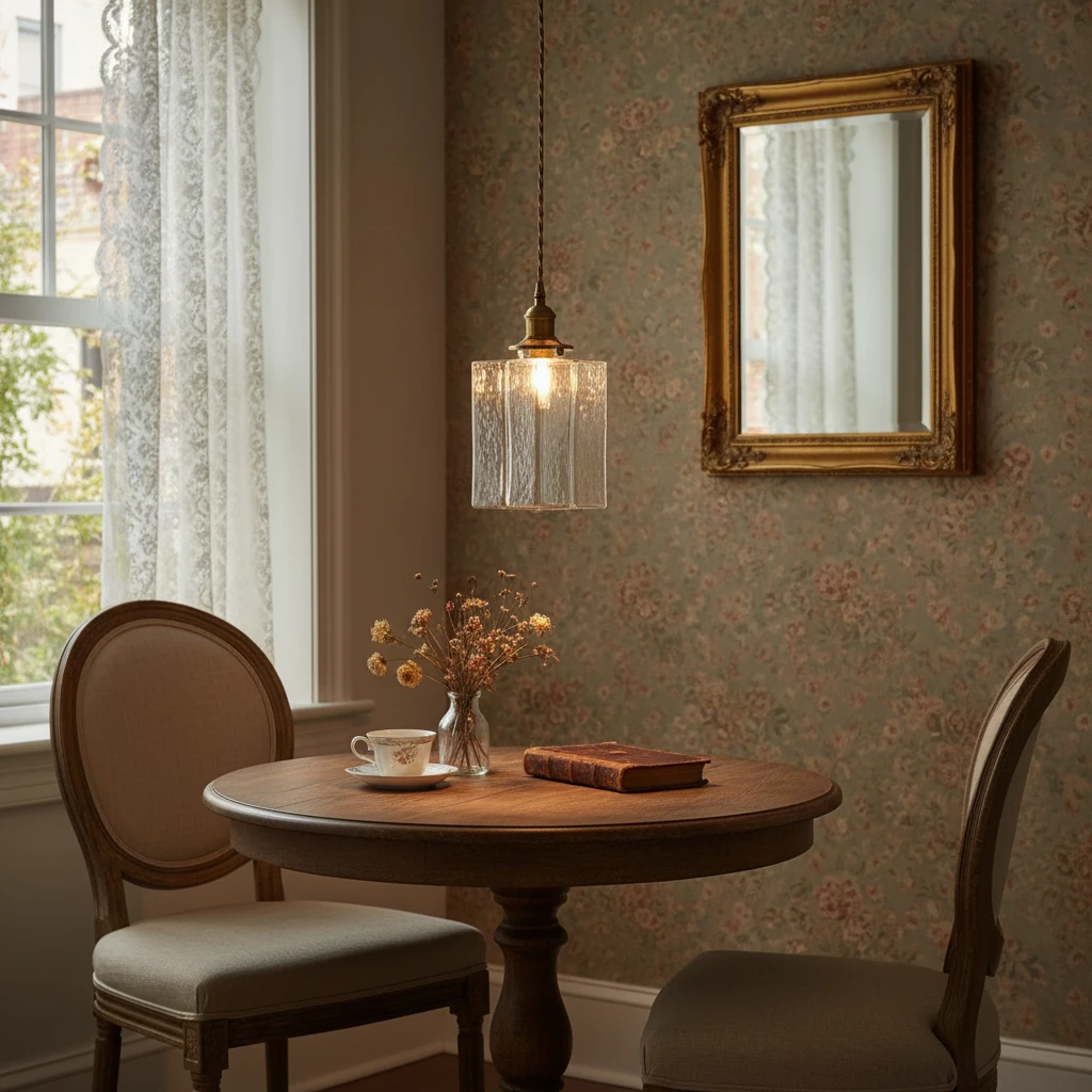 Pendant light over a dining table