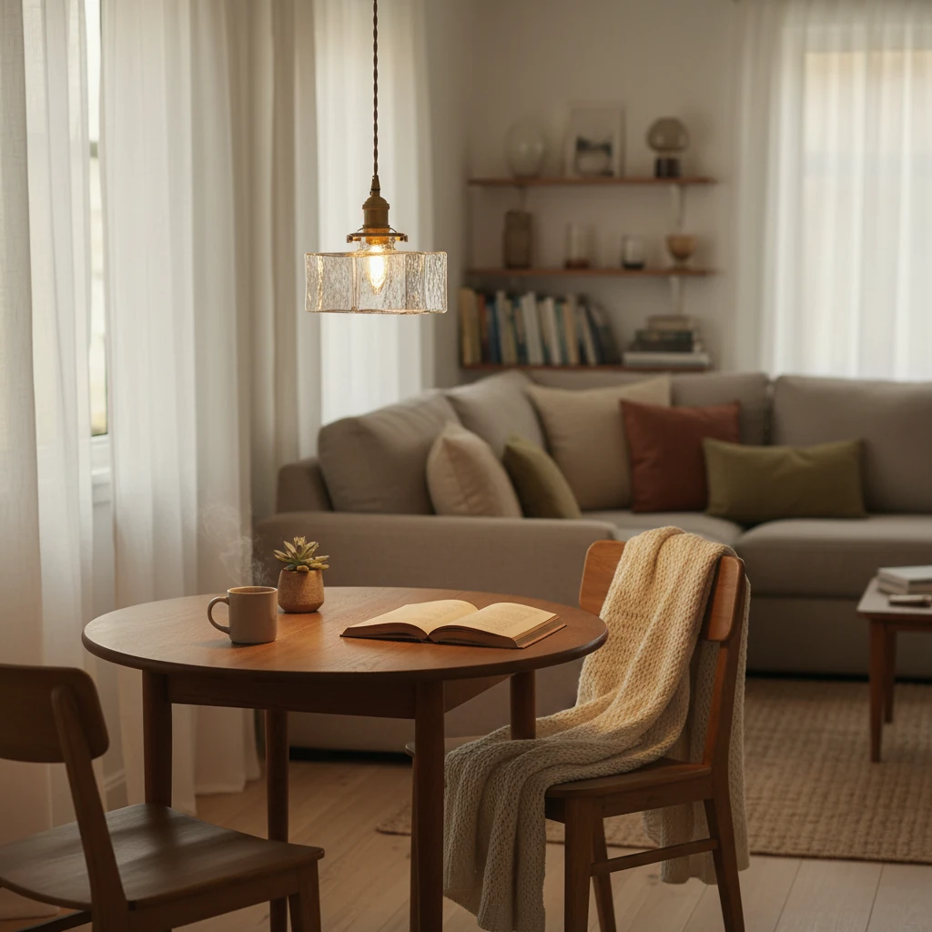 Pendant light in a relaxed lounge area