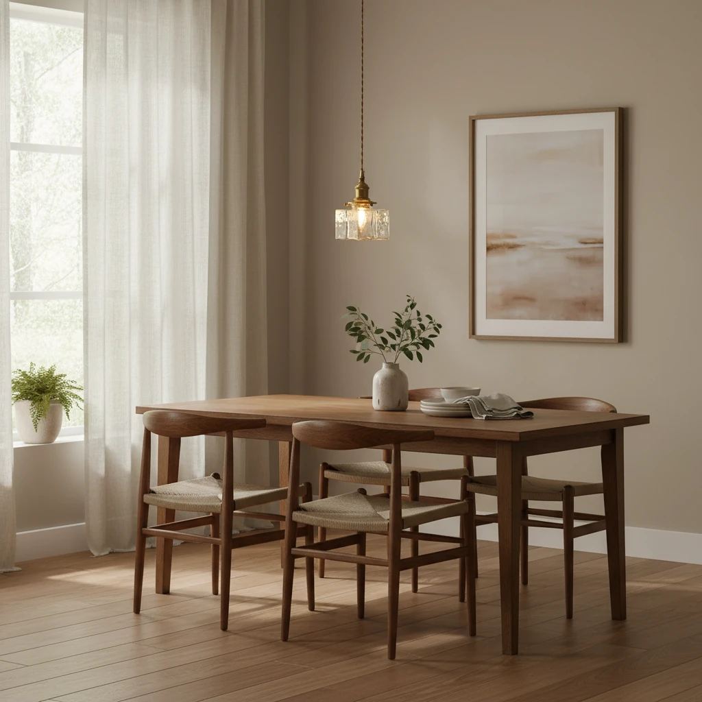 Pendant light in a dining space