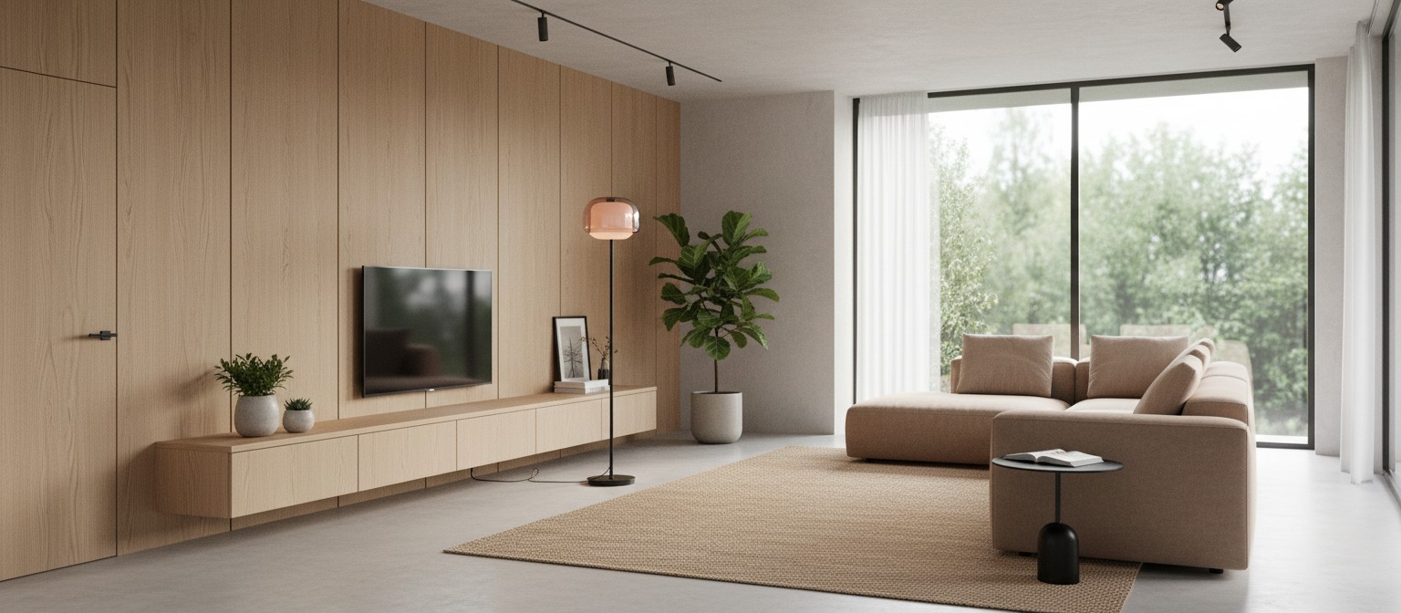 Clinco colored glass floor lamp in a modern living room