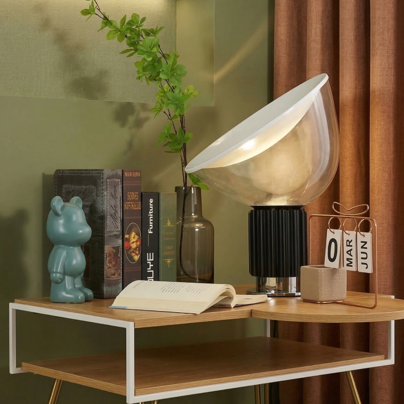 Bowlum glass table lamp on a side table