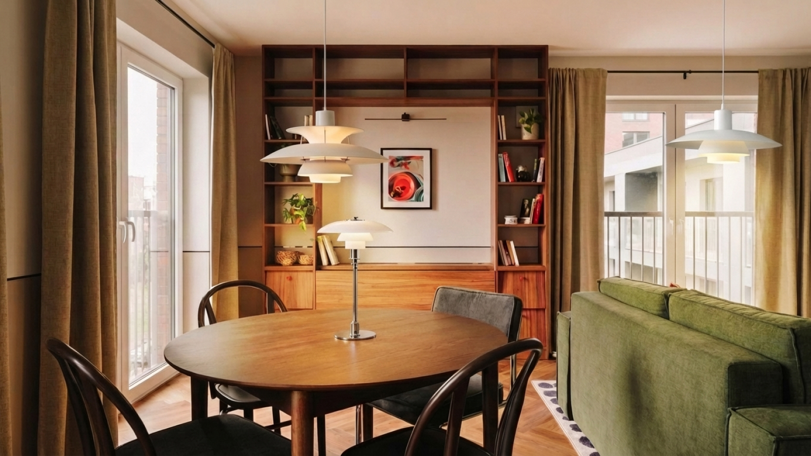 PH series lighting in dining and living room