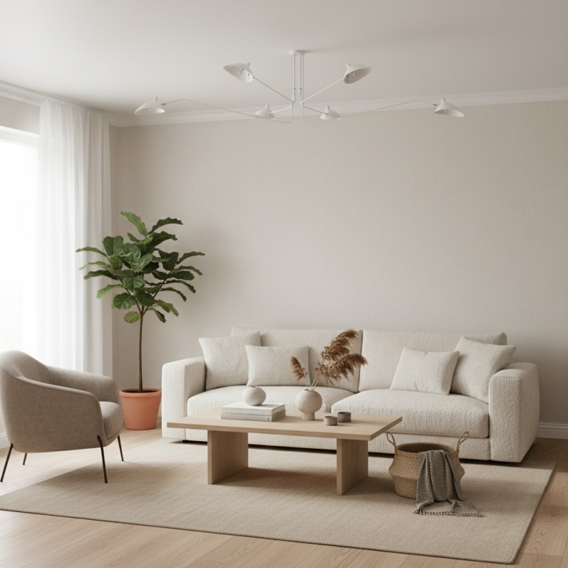White Arclume Arc Ceiling Lamp living room