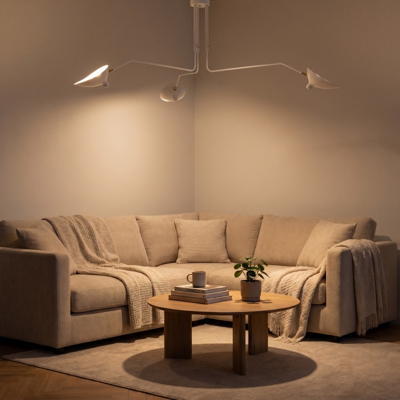 White Arclume Arc Ceiling Lamp warm interior