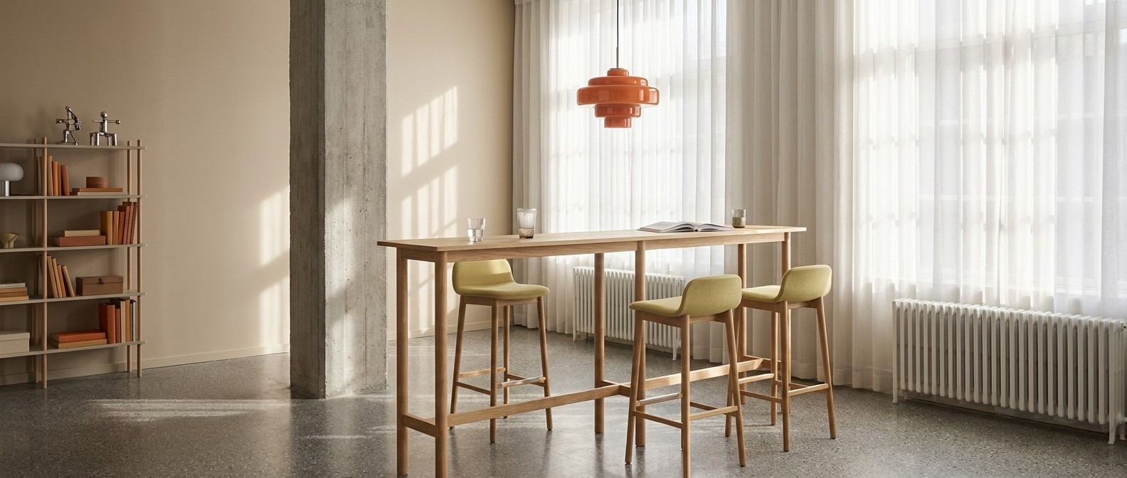 Koloro Glass Pendant styled above a dining table