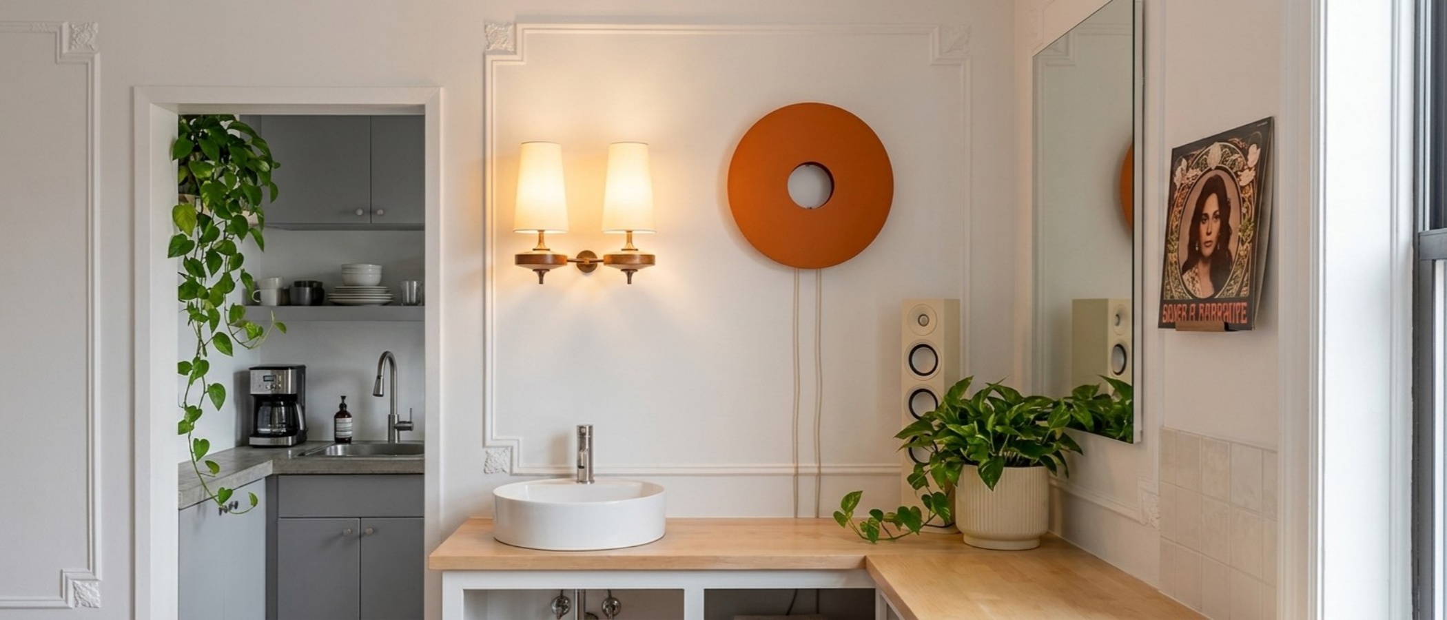 Hour Palm Inspired wall sconce in a bathroom setting