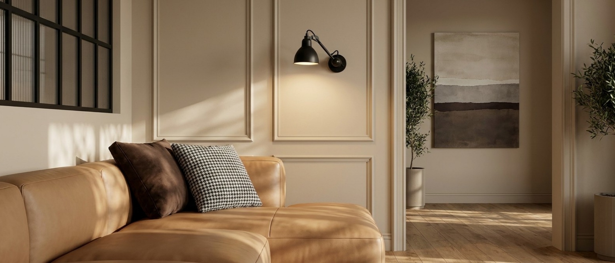 Articula wall lamp in black finish for interior lighting