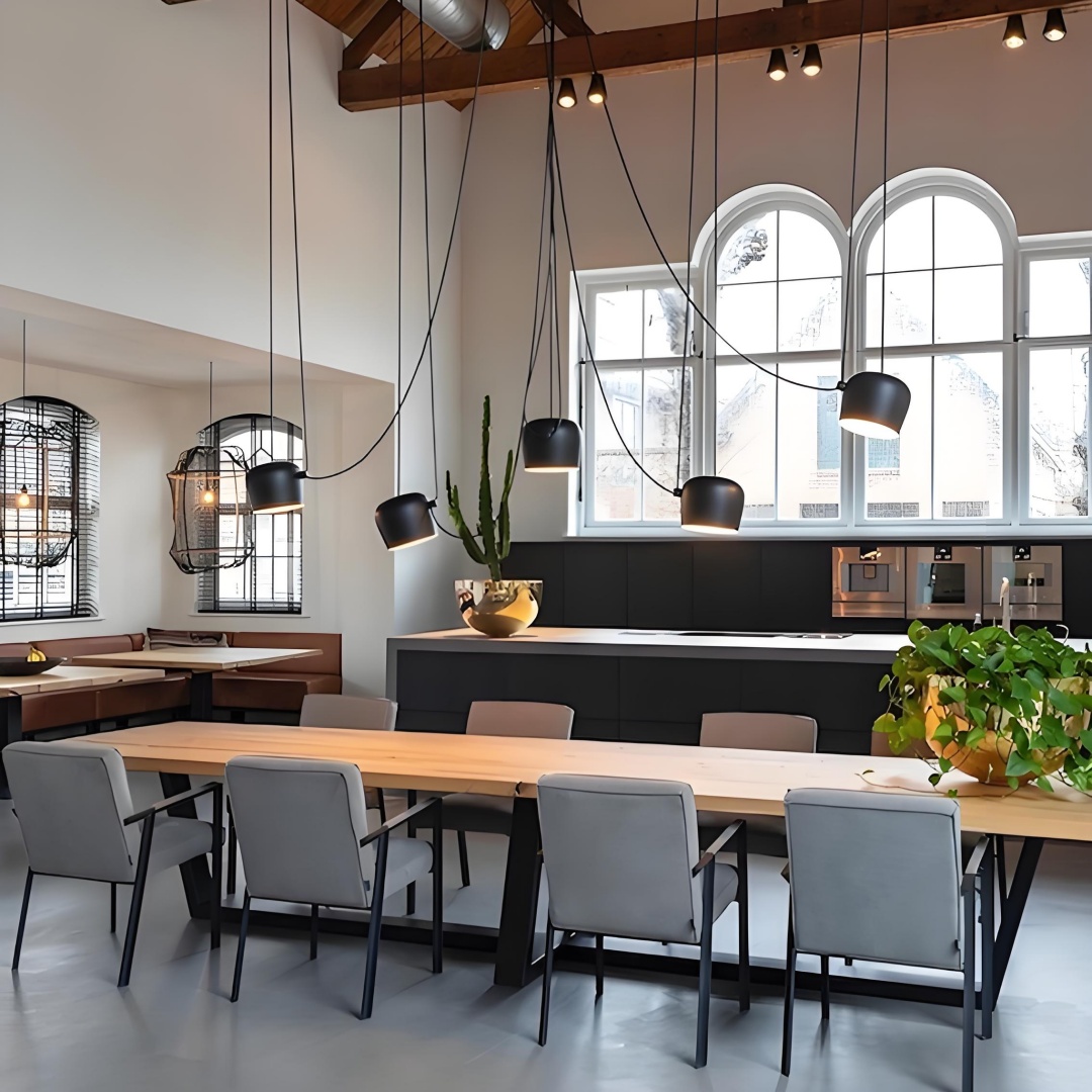 Aim pendant light dining hall scene