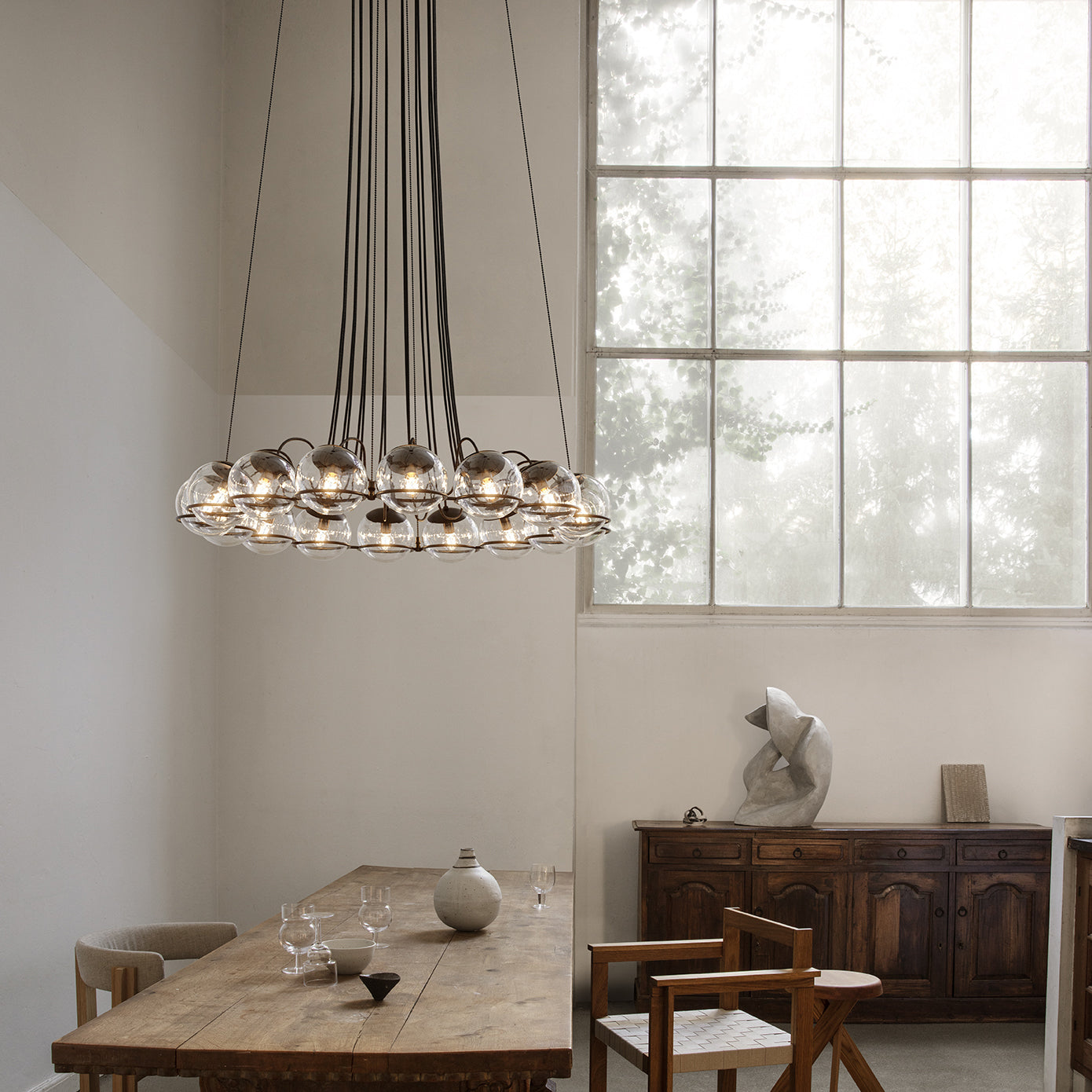 Model 2109 Globe Pendant Light over a dining table