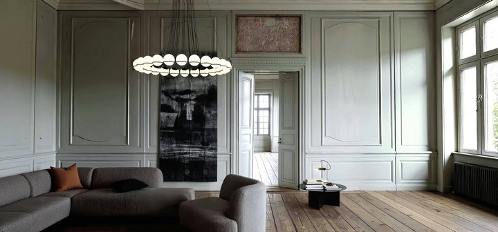 Model 2109 Globe Pendant Light in a living room