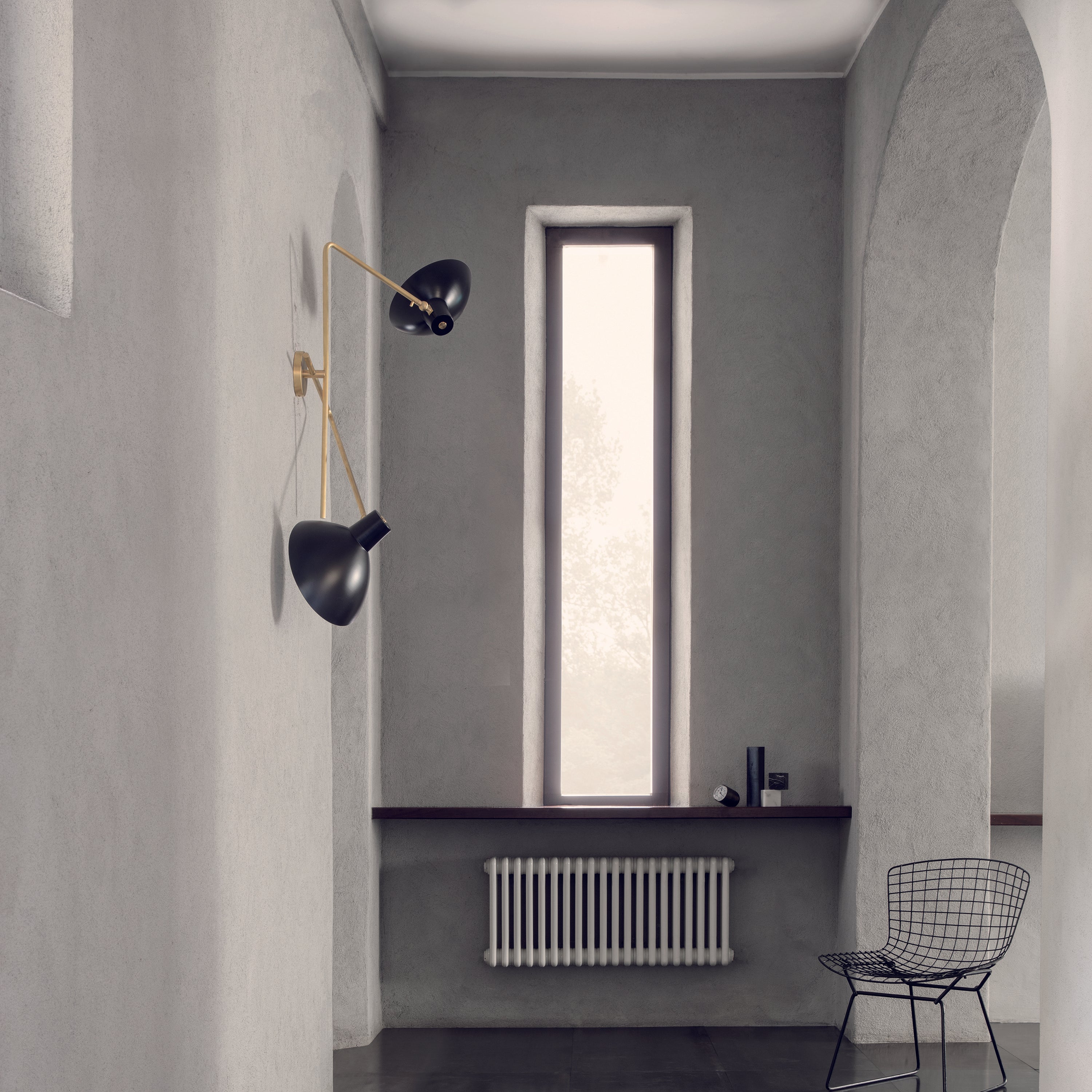 Nordic Minimalist twin wall light bedroom or reading corner scene