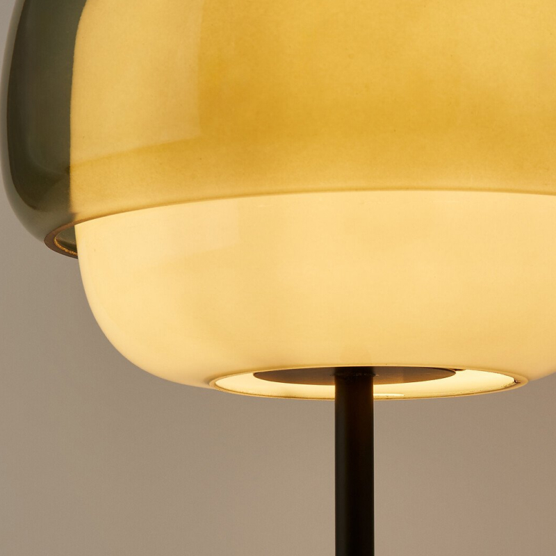 Close-up of colored glass shade