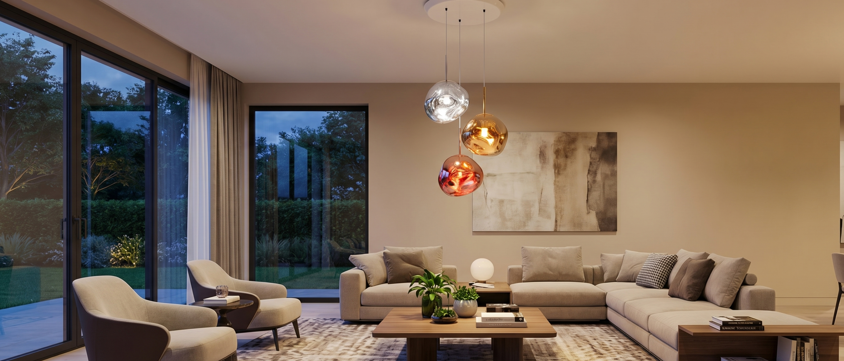 Glyador Irregular Lava Melt Pendant Light above a kitchen island