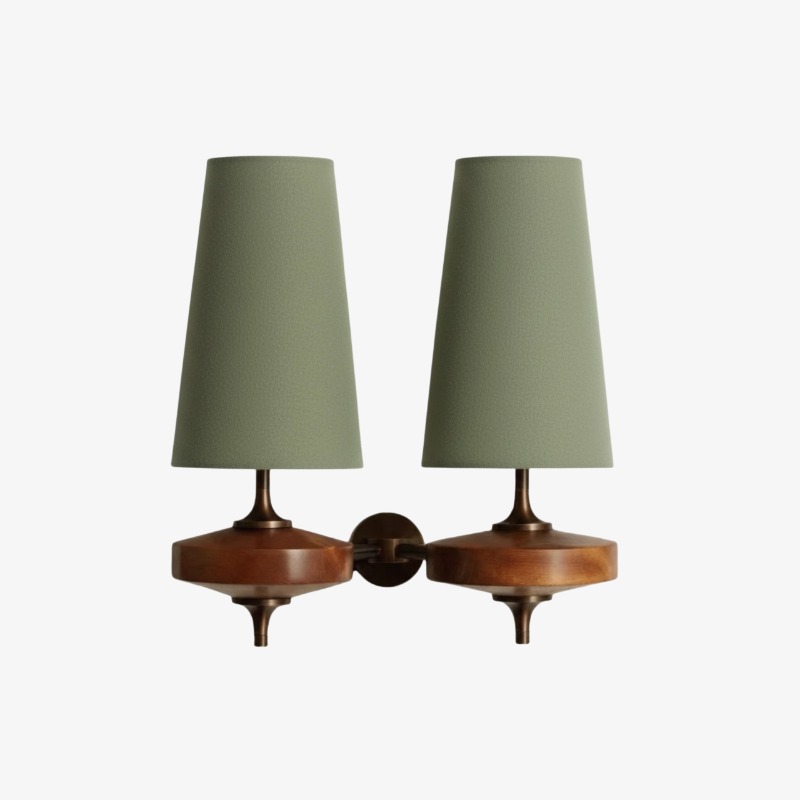 Sage green two head wall sconce