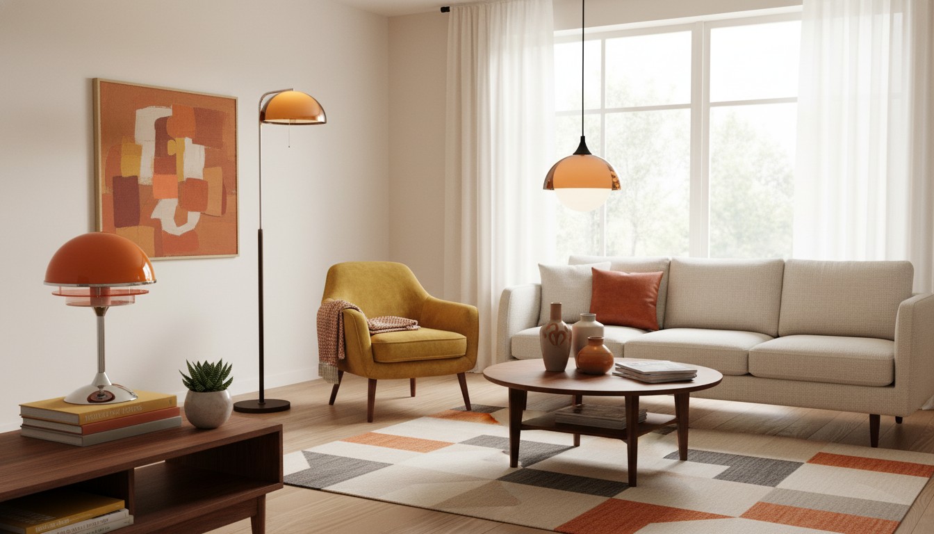 Acrylic lamp collection styled in a modern living room