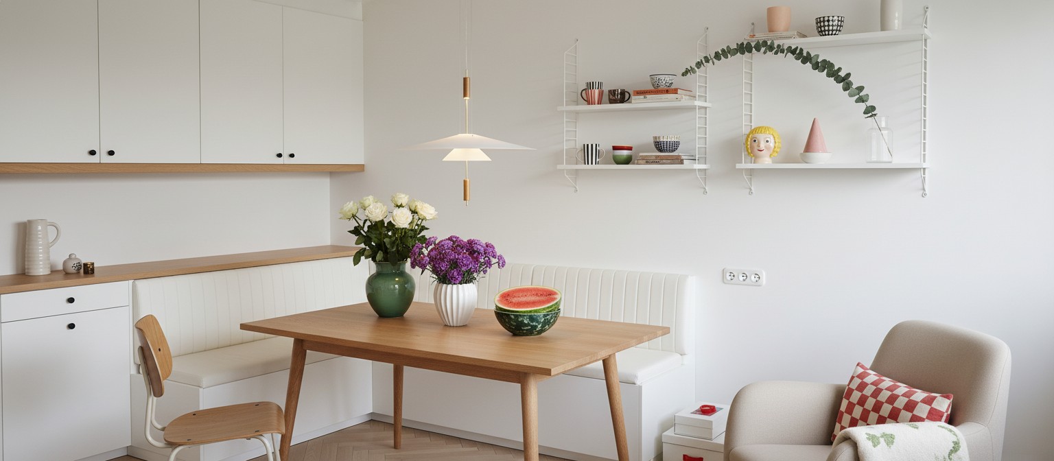 Plumeo Flamingo pendant light styled over a modern table