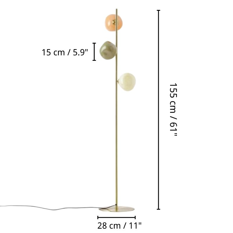 Opal glass floor lamp size diagram