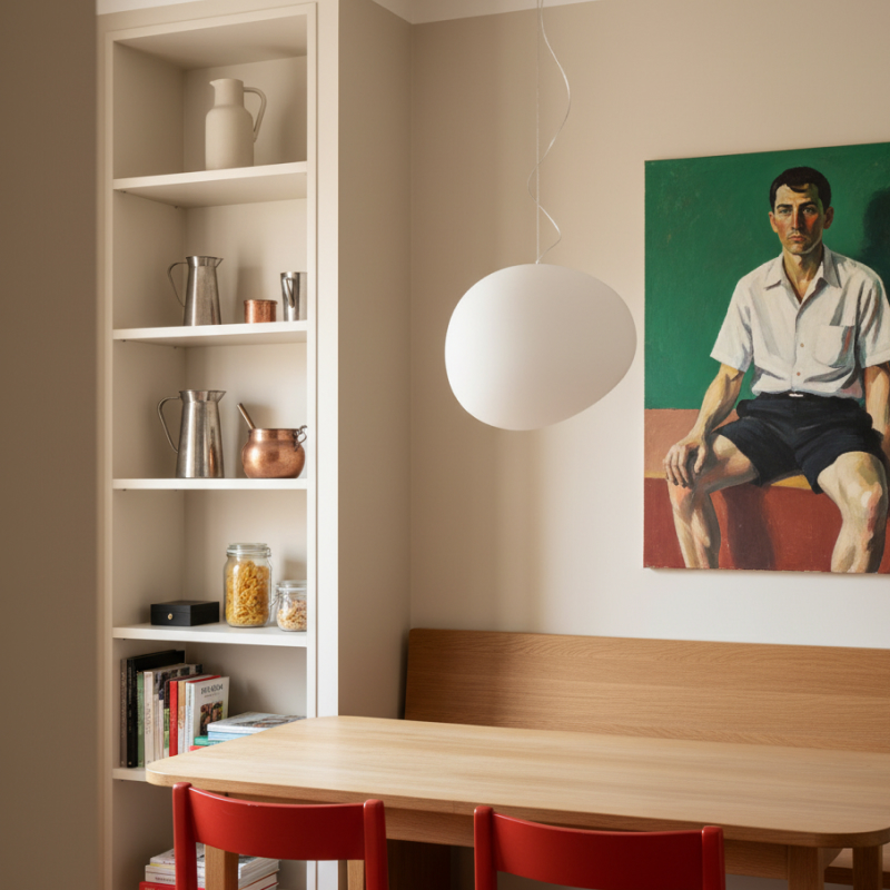 Stonea pendant light above dining area