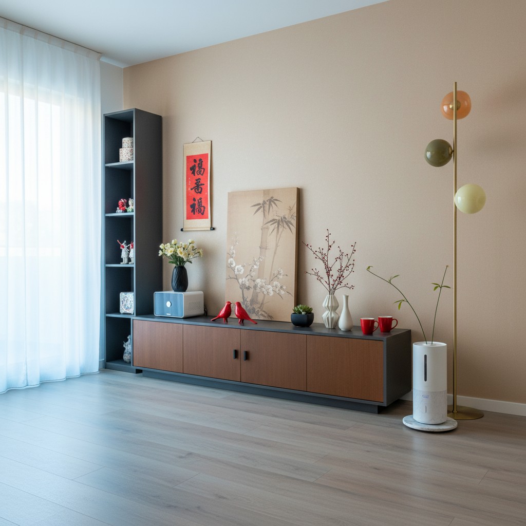 Opal glass floor lamp in a modern interior
