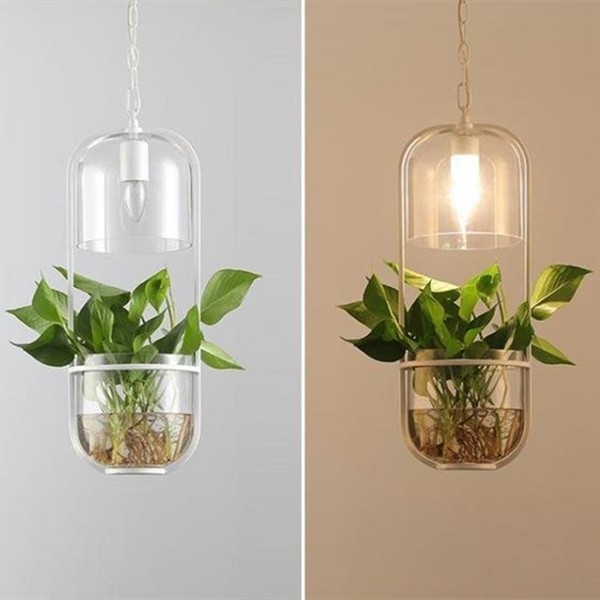 Water Plants Glass Pendant Light