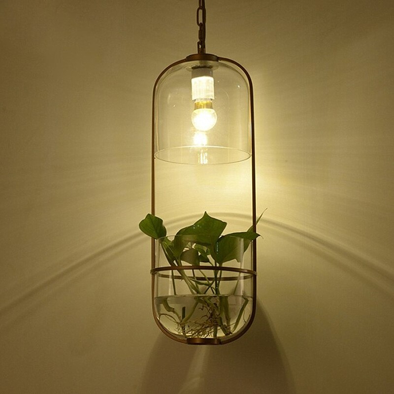 Water Plants Glass Pendant Light