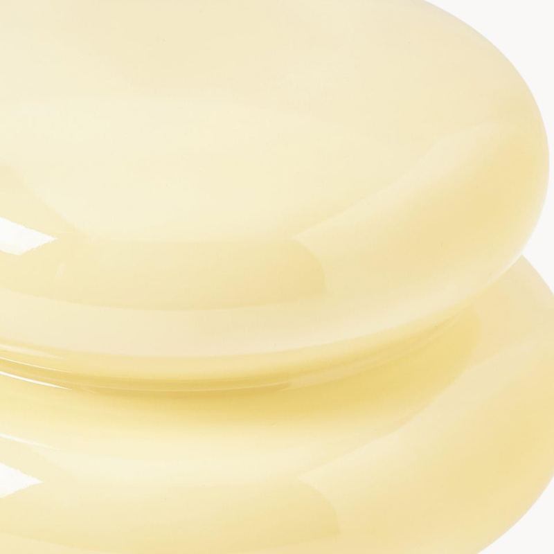 Close-up of the mushroom shaped opal glass shade