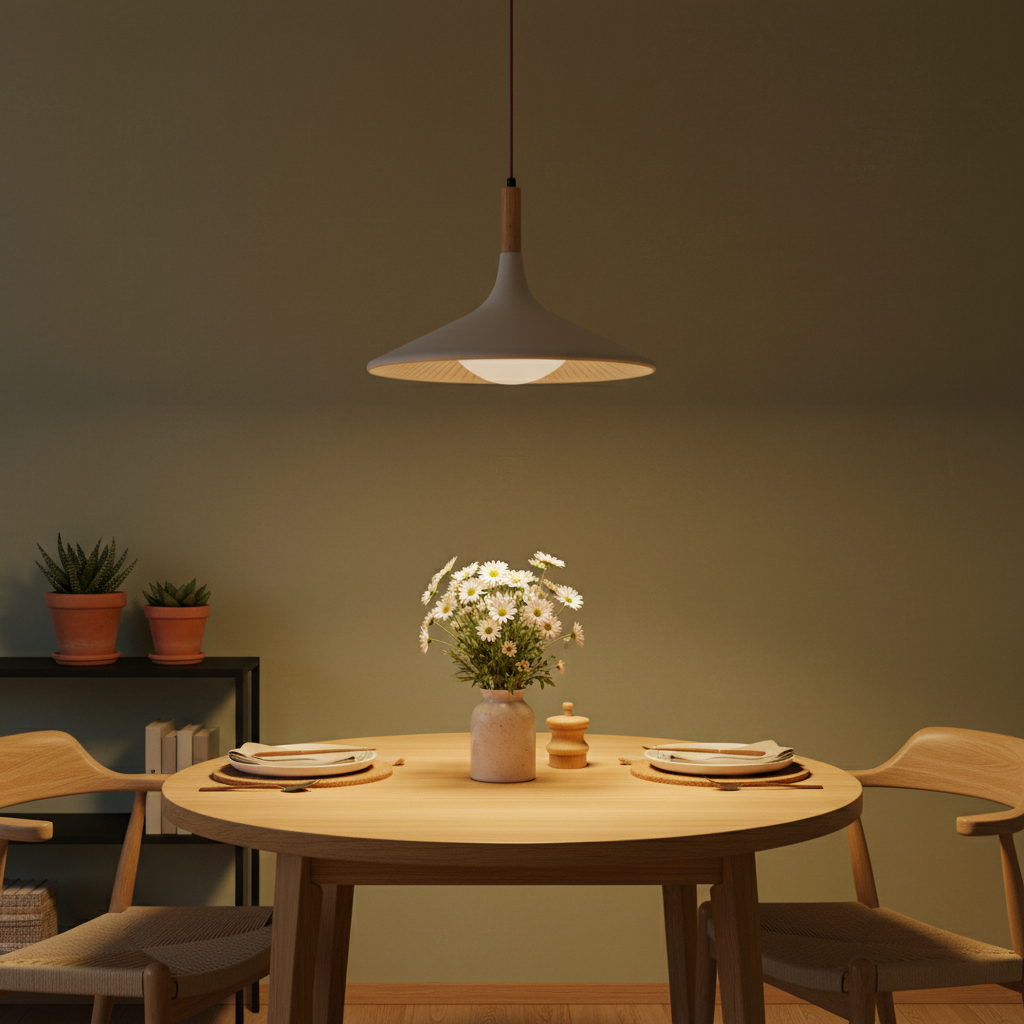 Luminária pendente Cascade Breeze usada em um ambiente moderno.