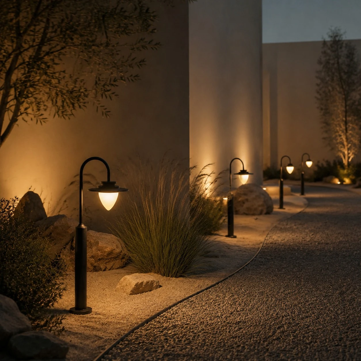 outdoor path light installation scene