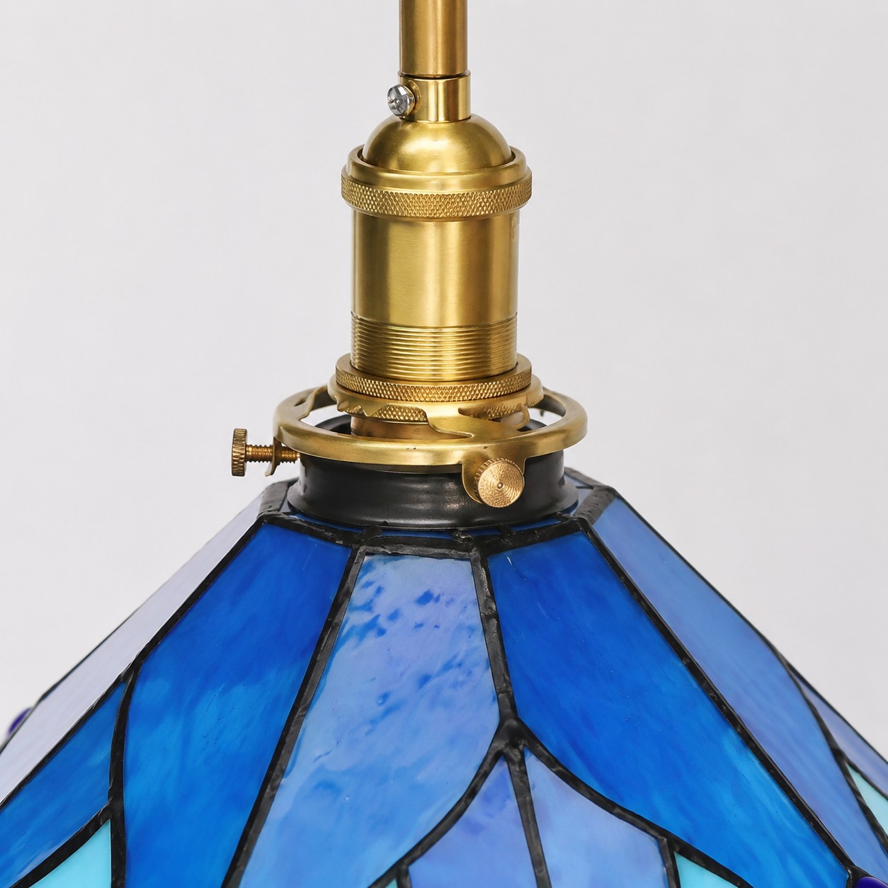 Blue Stained Glass Semi Flush Ceiling Light