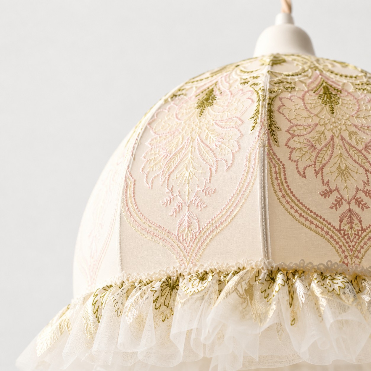 Botanical Embroidered Fabric Pendant Light