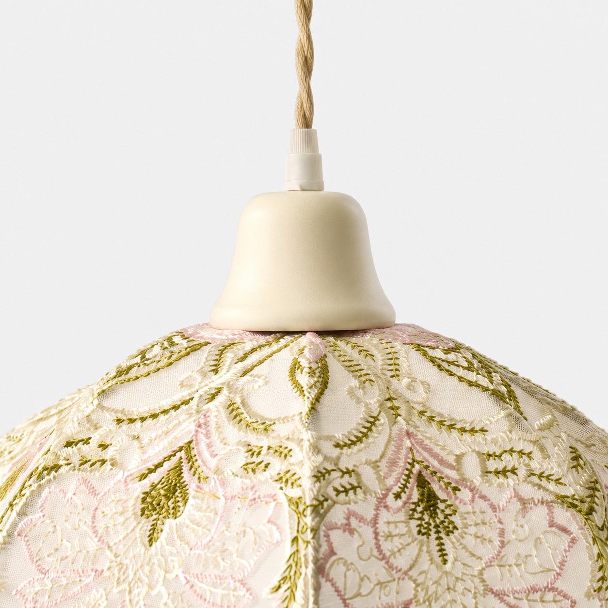Botanical Embroidered Fabric Pendant Light