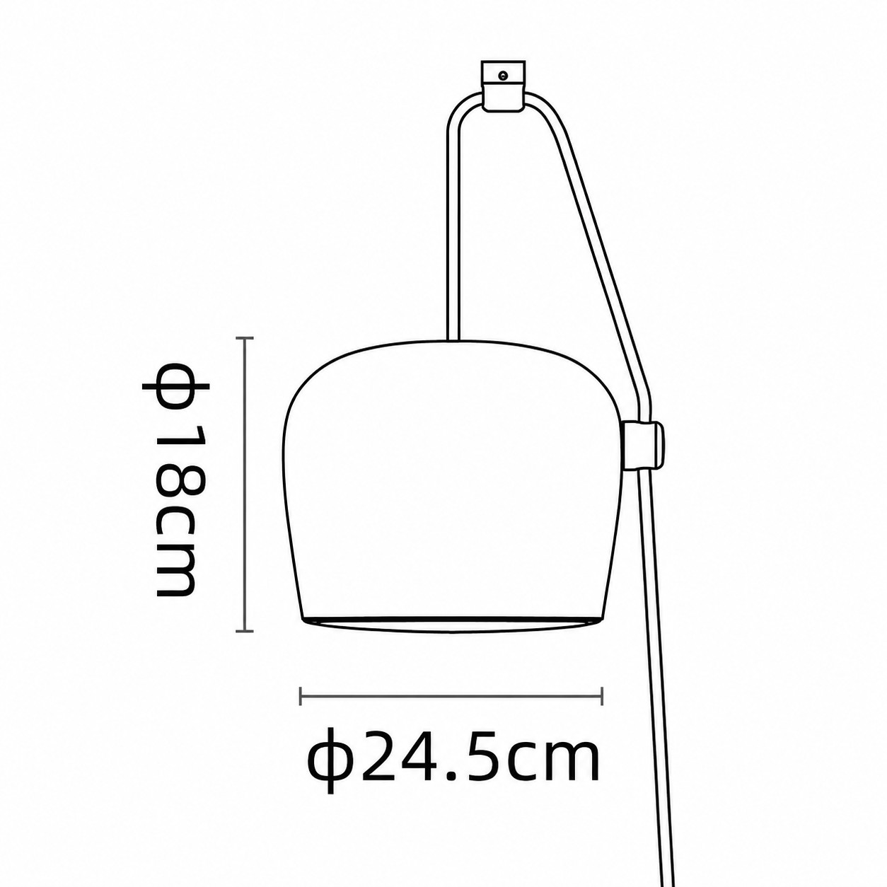 Größendiagramm für große Pendelleuchte