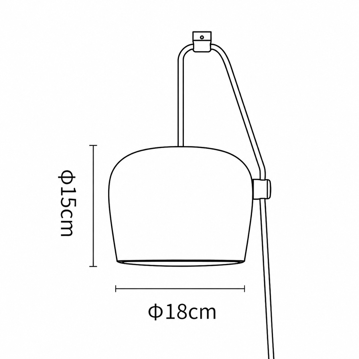Größendiagramm für kleine Pendelleuchte