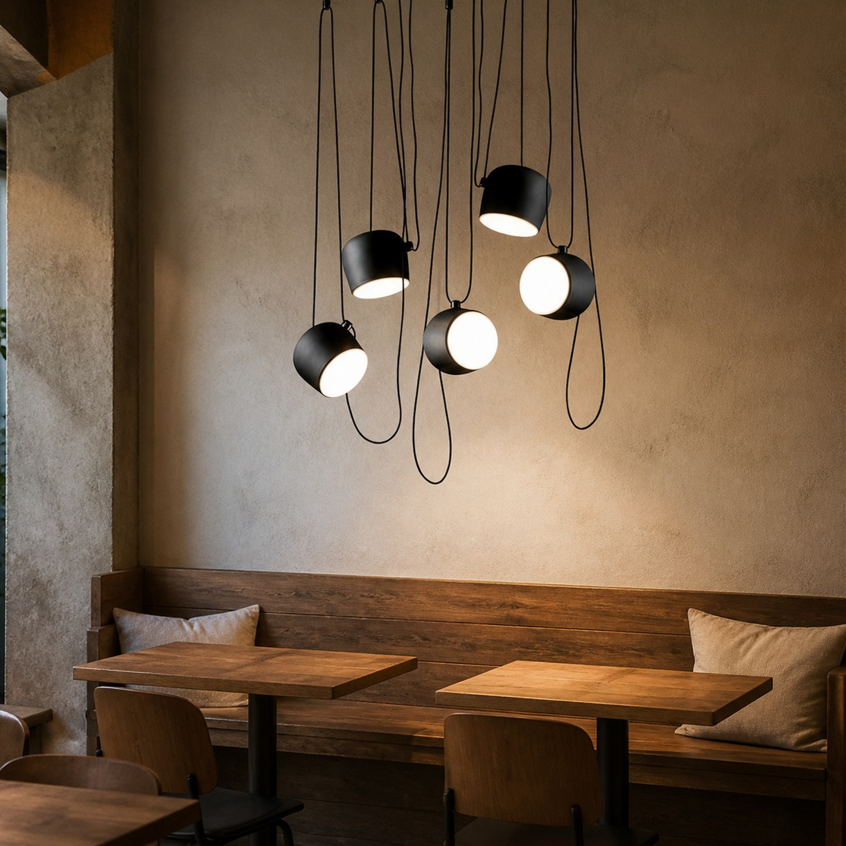 Pendelleuchte im Café und Studio