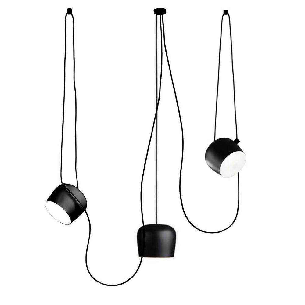 Lámpara colgante de 3 luces, 18 cm de diámetro x 15 cm de alto, color negro.