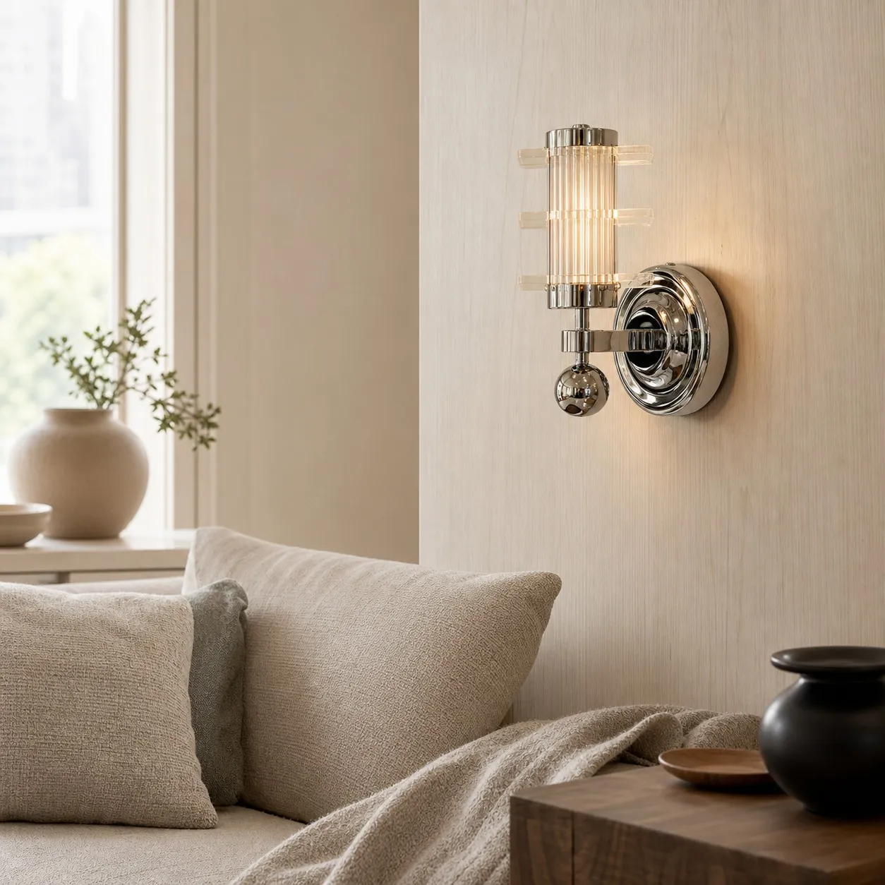 Bauhaus Ribbed Acrylic LED Wall Sconce