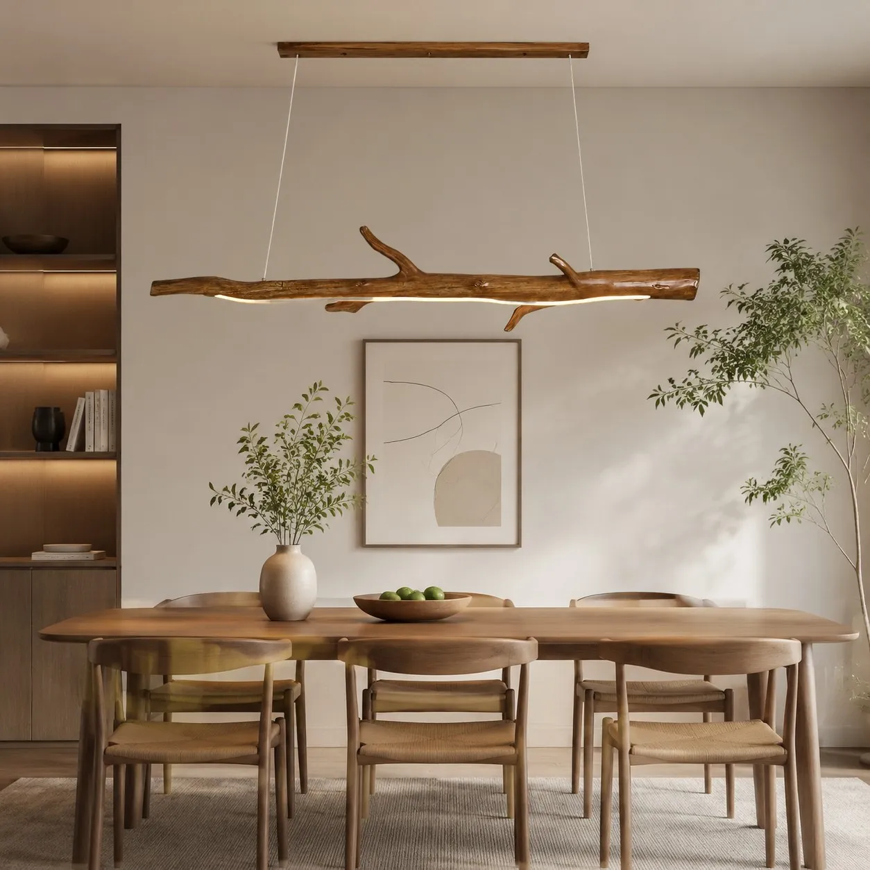 Wood Color Resin Linear Branch Pendant Light