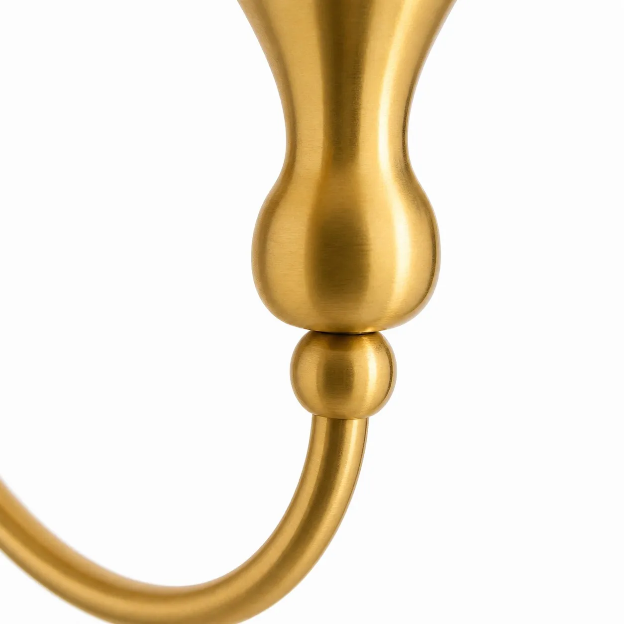 French Vintage Opal Glass Wall Sconce - Curved metal arm close-up