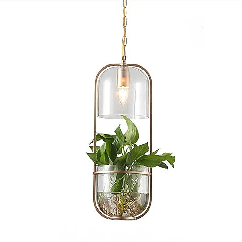 Water Plants Glass Pendant Light