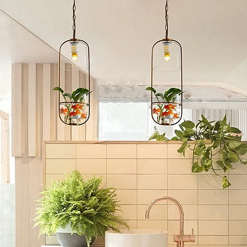 Water Plants Glass Pendant Light