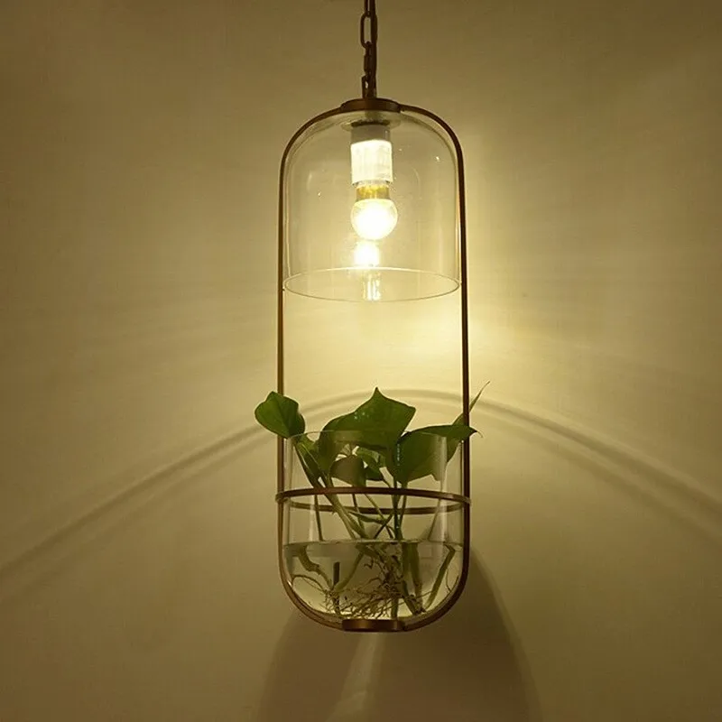 Water Plants Glass Pendant Light