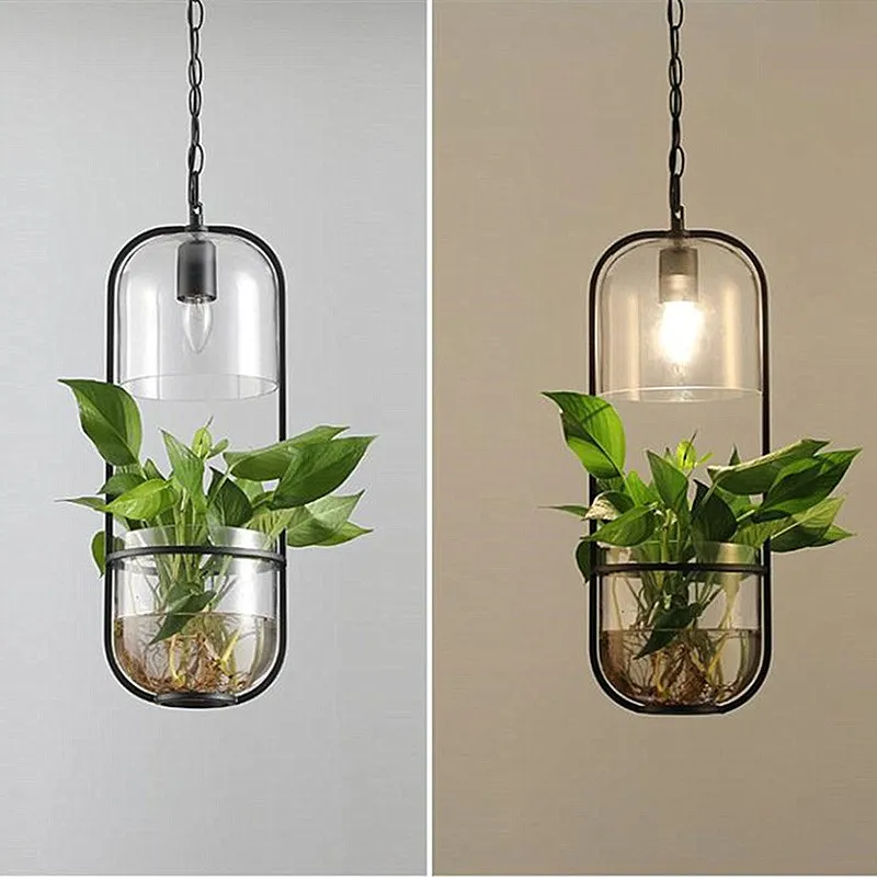 Water Plants Glass Pendant Light