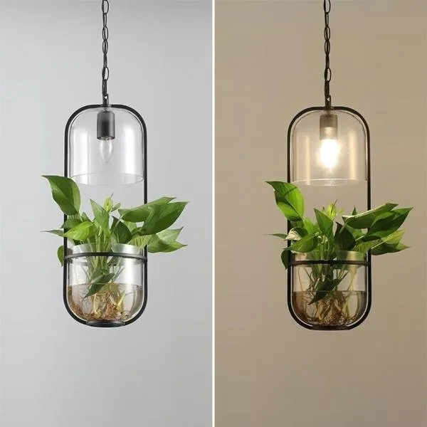 Water Plants Glass Pendant Light
