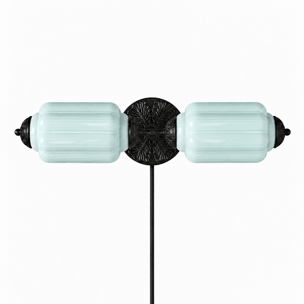 Eloise fluted milk-glass plug-in wall sconce
