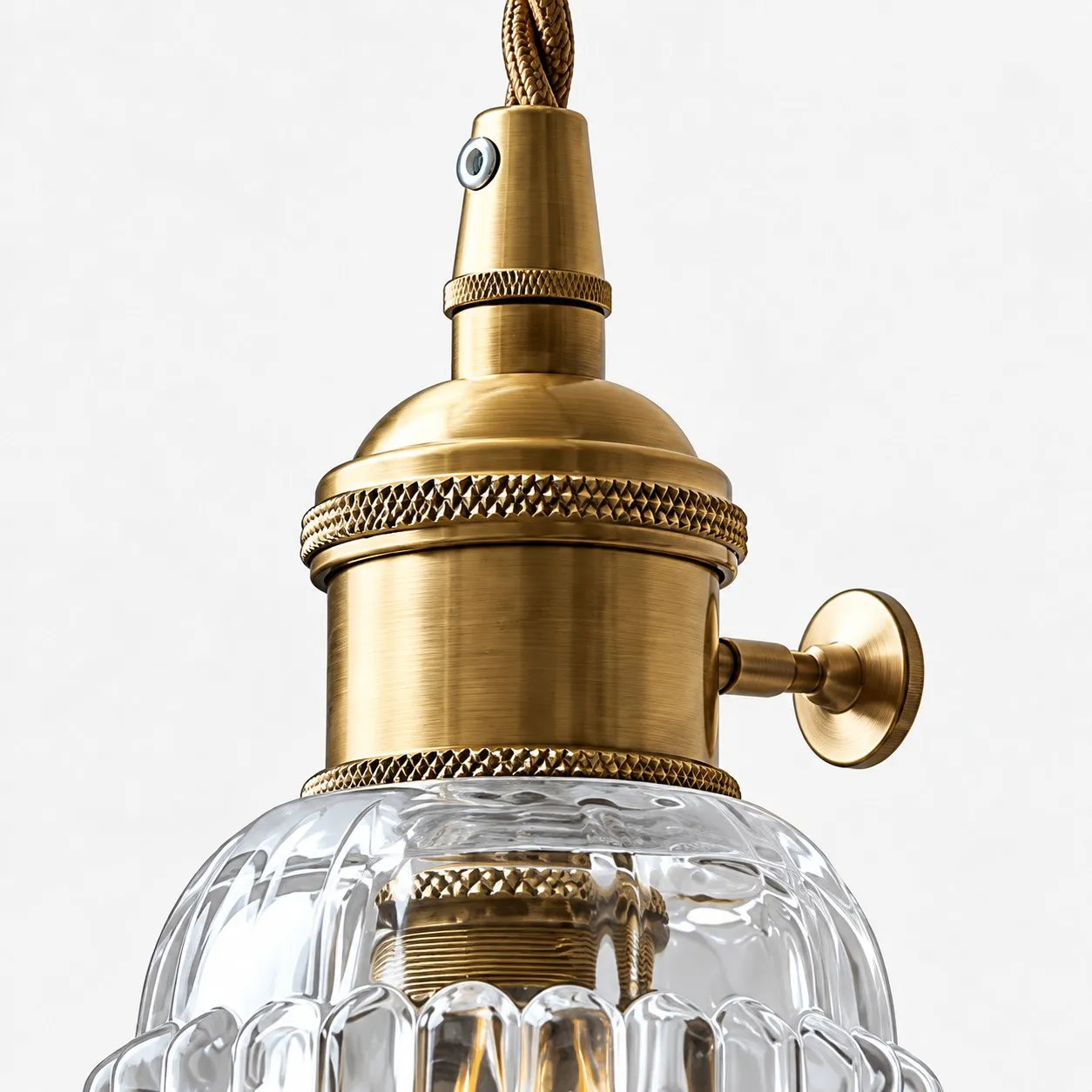 Brass socket and twisted cord detail