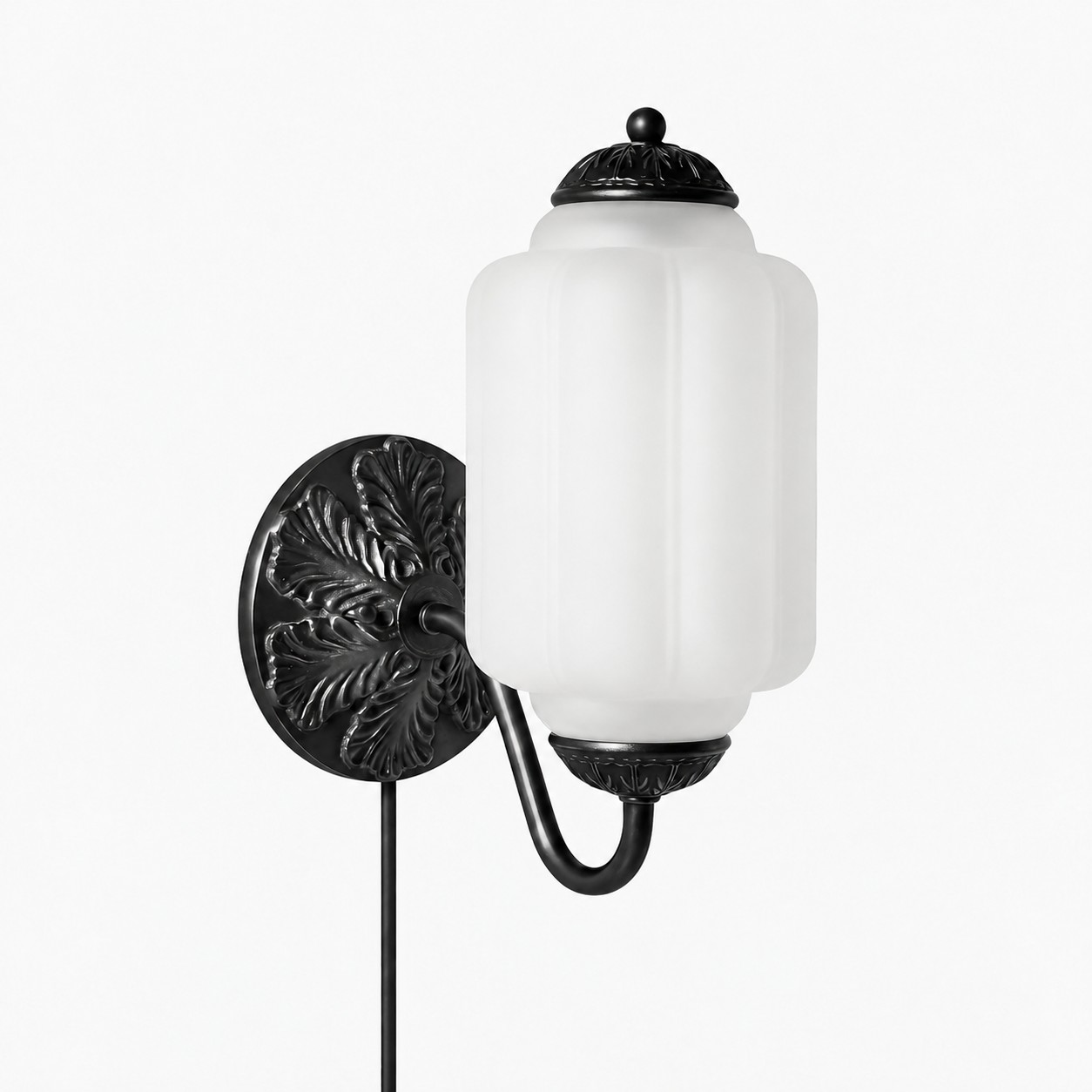 Eloise fluted milk-glass plug-in wall sconce